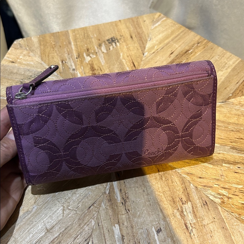 Coach Purple Quilted Signature Continental Wallet with Turn-Lock - Picture 2 of 7